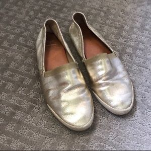 Frye gold loafers